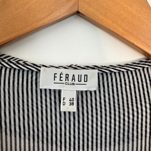 Féraud Club Women's Striped Black White Blouse Size 8 - Picture 6 of 6